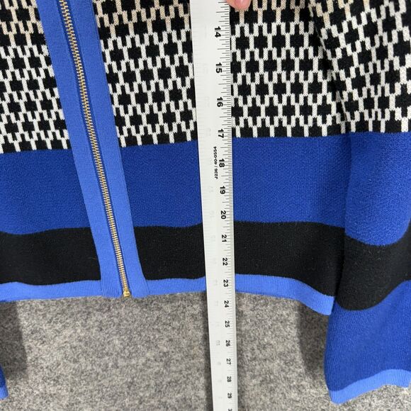 Banana Republic Full Zip Sweater Women M Medium Blue Striped Knit Cotton Casual - Picture 5 of 7